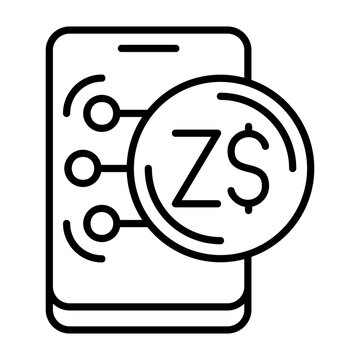 Zimbabwean Dollar Outline Style Icon Design