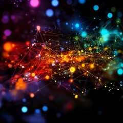 Naklejka premium Vibrant network of abstract colorful lines and glowing points