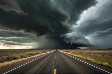 storm clouds over the road
