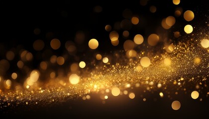 golden bokeh light isolated on black background