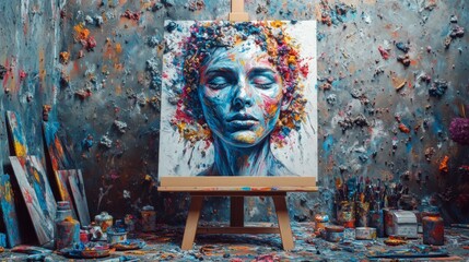 Obraz premium Vibrant Abstract Portrait Art