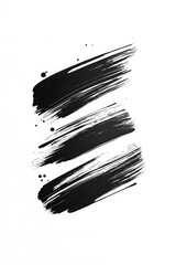 Black brush paint strokes, ink grungy decoration elements isolated on white background	