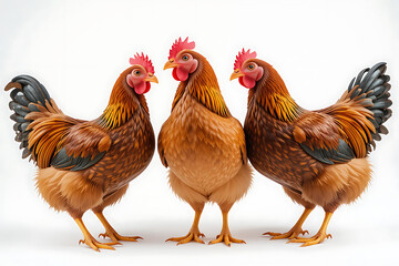 Three chicken On a white background