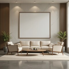 Modern Minimalist Living Room with Elegant Furnishings and Natural Light in Contemporary Design Ambiance