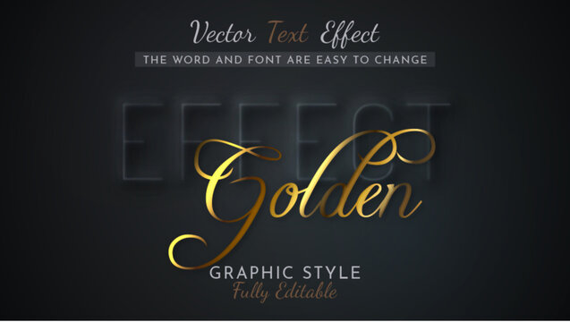 Stylish Golden Editable Text Effect, Graphic Style