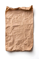 Old worn paper sheet, isolated on white background