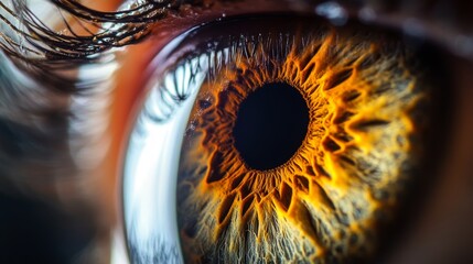 Close-up of human eye with vivid iris detail and lashes