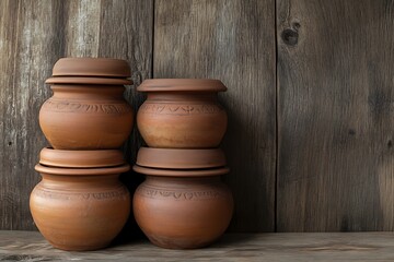 Stacked Terracotta Pots - Rustic Charm