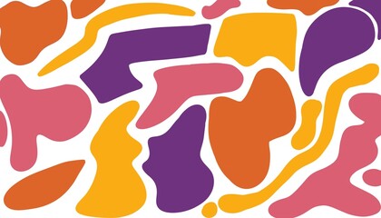 Watercolor background with aesthetic pattern shapes and a combination of orange, purple and pink colors with a paper texture.