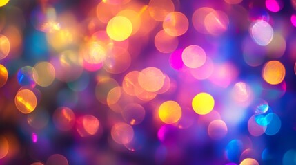 Colorful abstract bokeh lights in a vibrant blurred background