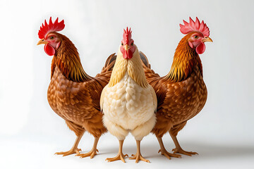 Three chicken On a white background