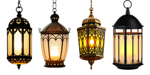 Realistic Ramadan Lantern illustration Design Isolated on Transparent Background for Islamic Ramadan Celebration