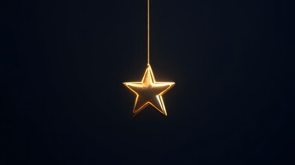 Gold star light hanging on dark background