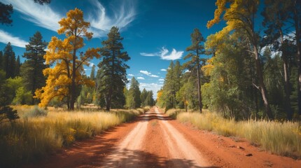 Obraz premium Scenic Autumn Road Through Forest Landscape