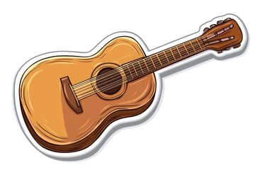 Fototapeta premium This image showcases a beautifully crafted acoustic guitar, emphasizing its warm wood tones and intricate details, capturing the essence of musical artistry and craftsmanship.