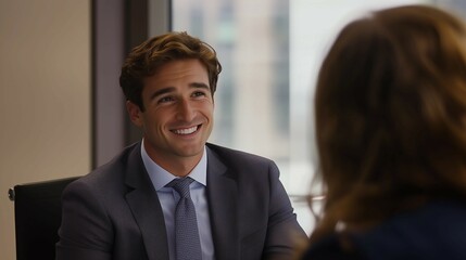 Obraz premium Business team of men and women sit at a table during a meeting in the office,DEI theme.