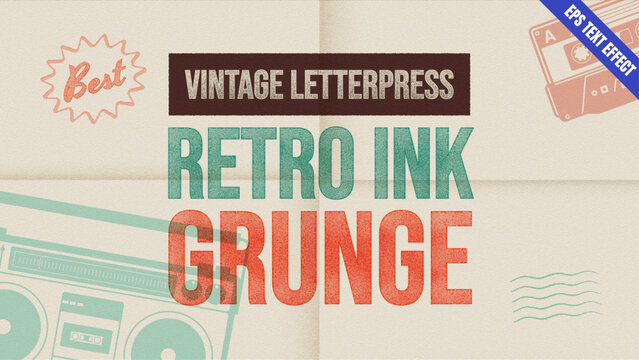 Vintage Letterpress Retro Ink Grunge Text Effect. Authentic Nostalgic Touch Typography Design.