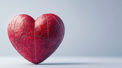 Fragmented Red Heart A 3D Rendering of Textured Love