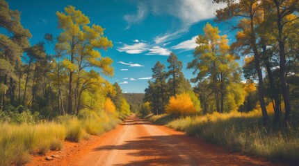 Naklejka premium road in autumn forest