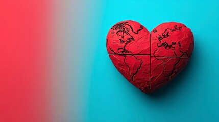 Fragile World A Cracked Heart on a Blue Background