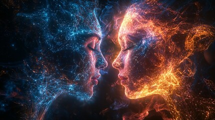 ethereal faces: a journey through light and energy