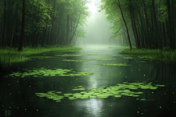 Obraz premium An otherworldly place filled with bioluminescent plants and mystical energy.