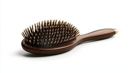 Elegant wooden hairbrush with fine bristles and polished handle for grooming and styling hair