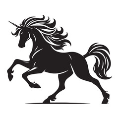 Unicorn silhouette trotting through a world of enchantment - Unicorn illustration - Minimalist Unicorn vector - Mythical creature silhouette
