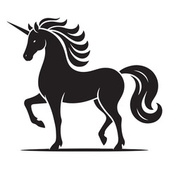 Minimalist Unicorn silhouette for modern fantasy designs - Unicorn illustration - Minimalist Unicorn vector - Mythical creature silhouette
