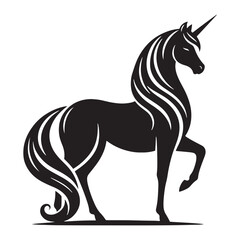 Unicorn silhouette, an everlasting legend of fantasy - Unicorn illustration - Minimalist Unicorn vector - Mythical creature silhouette
