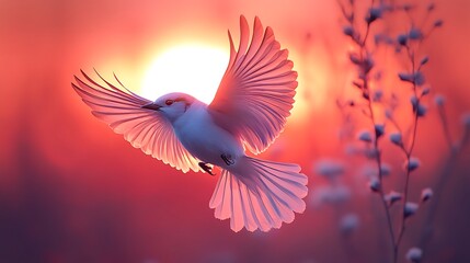 Fototapeta premium Tranquil Bird Watching Distant Horizon Colors high resolution hd wallpaper