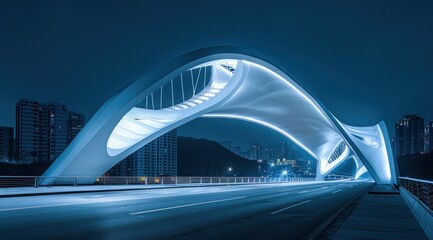 Fototapeta premium Modern Bridge in City at Night