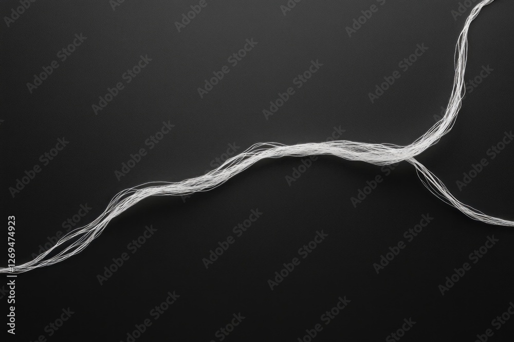 Poster Two strings intertwine on a dark background, one long and flowing while the other is short and taut. This elegant knot embodies simplicity and complexity in its design
