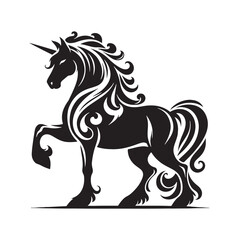 Unicorn silhouette standing with infinite majesty - Unicorn illustration - Minimalist Unicorn vector - Mythical creature silhouette
