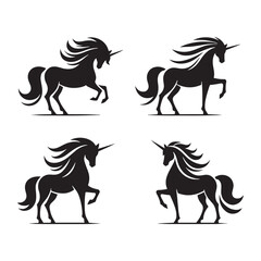 Unicorn silhouette, a creature made of stardust - Unicorn illustration - Minimalist Unicorn vector - Mythical creature silhouette
