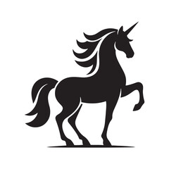 Unicorn silhouette with divine beauty and grace - Unicorn illustration - Minimalist Unicorn vector - Mythical creature silhouette
