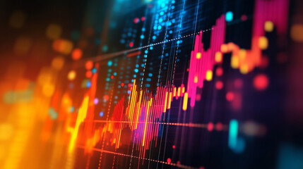 This vibrant stock image features a dynamic financial graph with colorful data points, symbolizing market trends and investment opportunities in the business world.