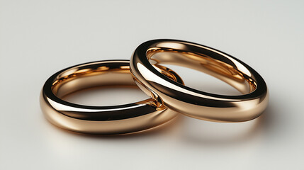 Two gleaming gold wedding bands rest closely together, reflecting a soft glow. Their smooth design signifies unity and eternal love, perfect for a special celebration of partnership