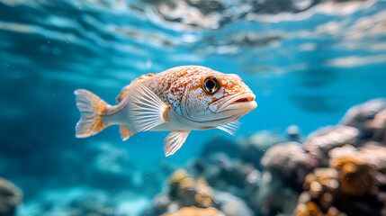 Fototapeta premium vibrant fish swimming in clear ocean reserve, showcasing marine life