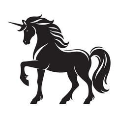 Unicorn silhouette running through enchanted lands - Unicorn illustration - Minimalist Unicorn vector - Mythical creature silhouette
