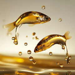 fish oil drops spilling out AI generated