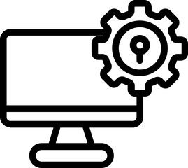 Computer setup icon in thin line style Vector Icon