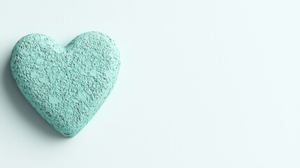 Fototapeta premium Textured Mint Heart Decoration on Soft Background for Love, Romance, and Cute Concepts Design
