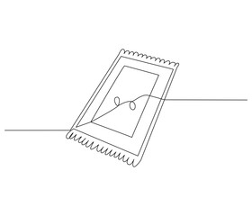 Continuous one line drawing of prayer rugs. Single line drawing illustration of holy islamic prayer rugs. Ramadan kareem concept vector art. Doodle line illustration.
