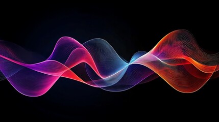 Abstract colorful waves flow dark background, digital art, website design.