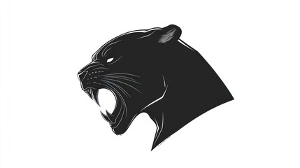 Black panther head profile, fierce, graphic design, stock photo