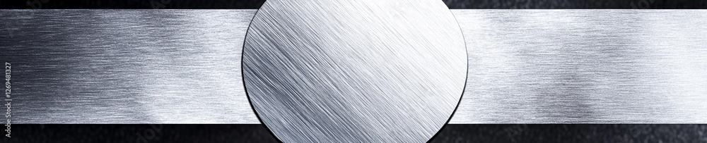 Poster glossy metal surface with circular feature in industrial design