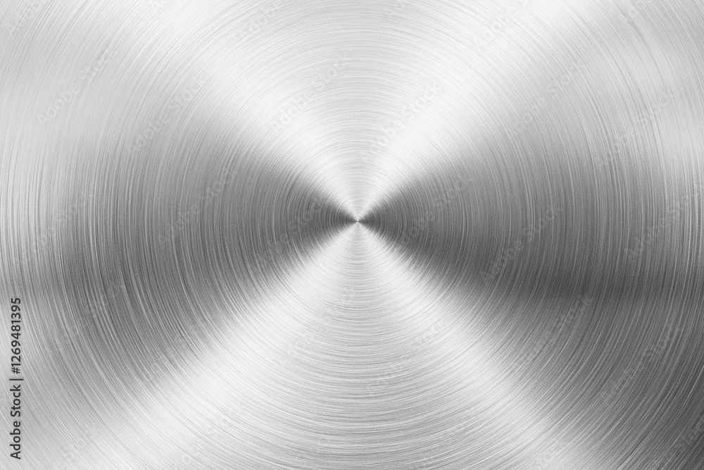 Poster shiny brushed metal surface with radial texture pattern