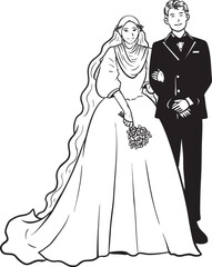 muslim wedding couple with modern outfits