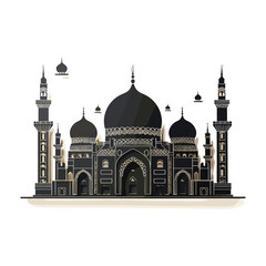 Black and White Artistic Silhouette of an Islamic Mosque